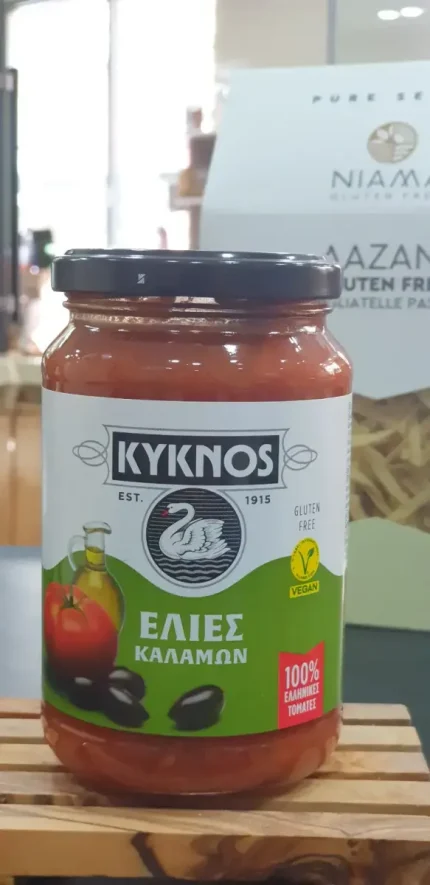 Tomatensoße mit Kalamon Oliven Kyknos glutenfrei