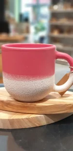 Tasse "Peggy" aus Keramik rot/Sand handmade