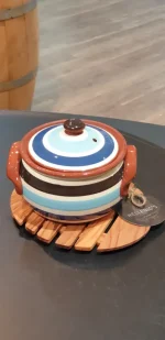 Ofentopf aus Keramik "gestreift" handmade