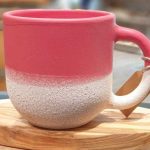 Peggy" keramische mok rood/zand handgemaakt