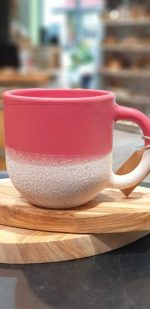 Tasse "Peggy" aus Keramik rot/Sand handmade