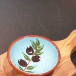 Keramische olijftak schaal "blauw" handgemaakt