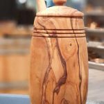 Olijfhouten honingpot met honinglepel 17cm