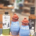 Öl/Essig Set aus Keramik "blau" handmade