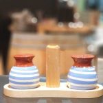 Keramisch peper- en zoutstel "blauw en wit"