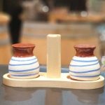 Keramisch peper- en zoutstel "wit en blauw"