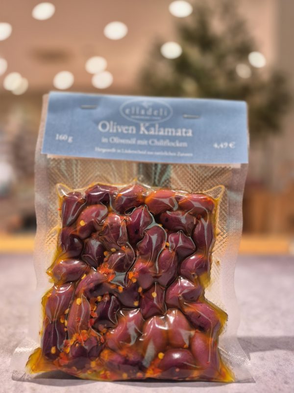 Kalamata Oliven in Chilliflocken Elladeli
