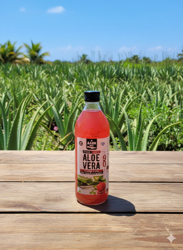 AloeVera Saft aus biologischem Anbau (90%) GRANATAPFEL (Kreta)